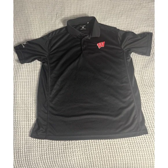 Shirts Wisconsin Badgers Iron Clique Joc Black Polo Shirt Mens L